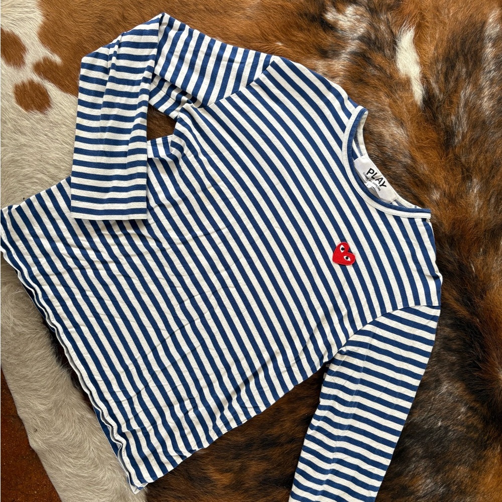Comme Des Garçons Striped Blue and White Shirt